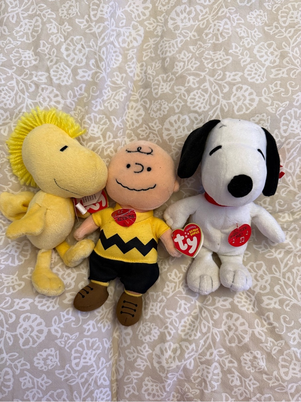 BUNDLE TY Snoopy Charlie Brown Wood Stock Plush The Beanie Bears collectible